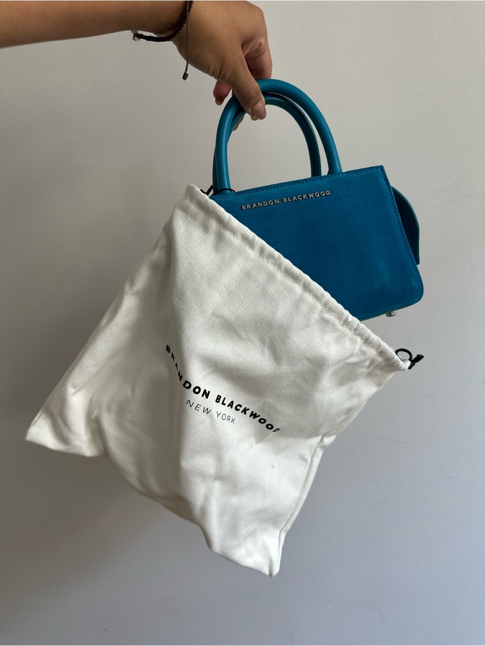 NEW BRANDON BLACKWOOD Teal Suede Mini Tote